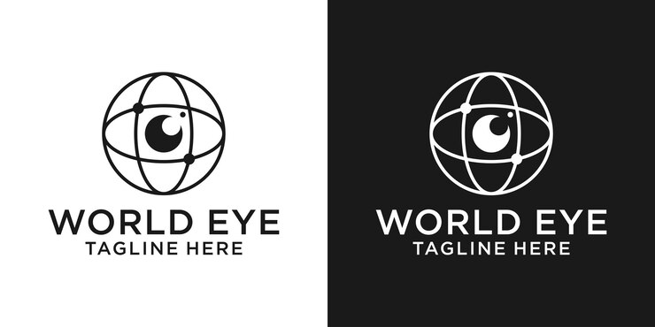 Vector diseño de logotipo globo terráqueo e inspiración para el icono de la cámara ocular
