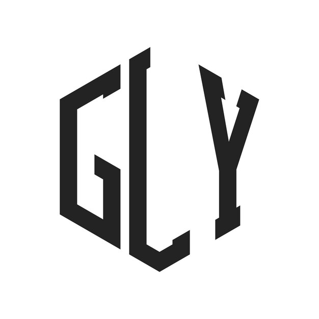 Diseño del logotipo GLY Letra inicial GLY Monograma Logotipo con forma de hexágono