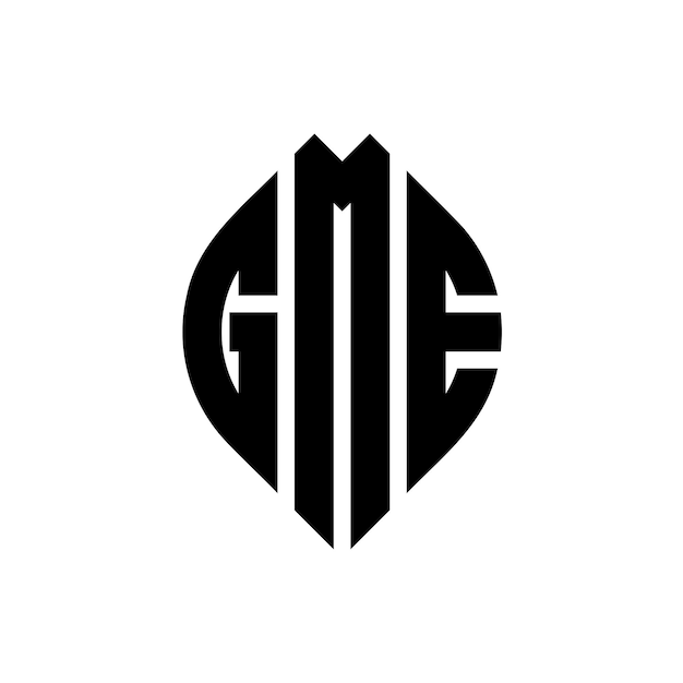 El diseño del logotipo de GME con letras en círculo con forma de círculo y elipse GME letras en elipse con estilo tipográfico Las tres iniciales forman un logotipo en círculo GME Círculo Emblema Monograma Abstracto Carta Marca Vector