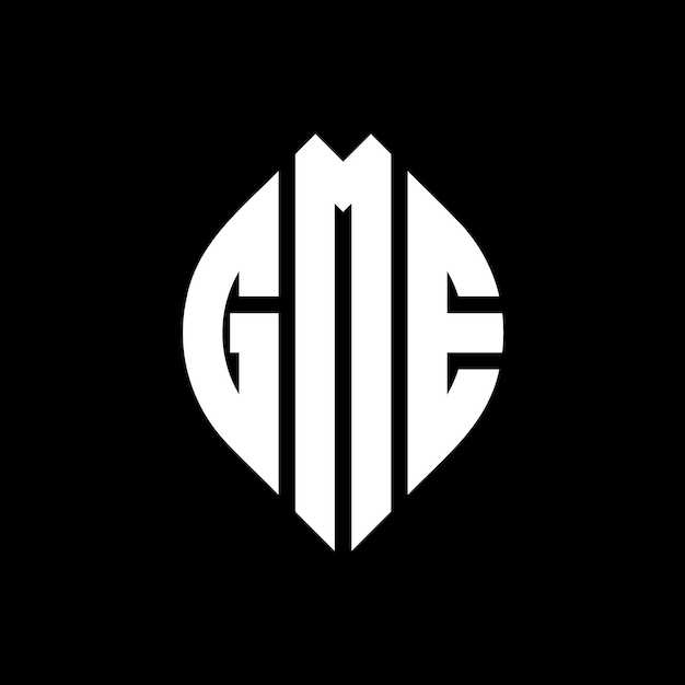 El diseño del logotipo de GME con letras en círculo con forma de círculo y elipse GME letras en elipse con estilo tipográfico Las tres iniciales forman un logotipo en círculo GME Círculo Emblema Monograma Abstracto Carta Marca Vector