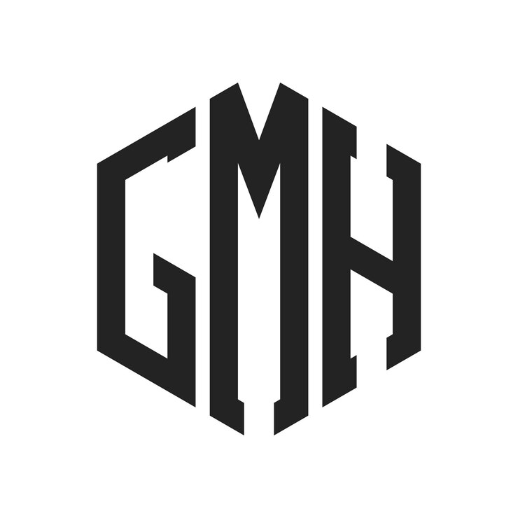 Vector diseño del logotipo de gmh letra inicial monograma de gmh logotipo con forma de hexágono