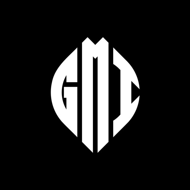 El diseño del logotipo de GMI con letras en el círculo con forma de círculo y elipse GMI letras en el elipse con estilo tipográfico Las tres iniciales forman un logotipo de círculo GMI emblema de círculo Monograma abstracto letra marca vector