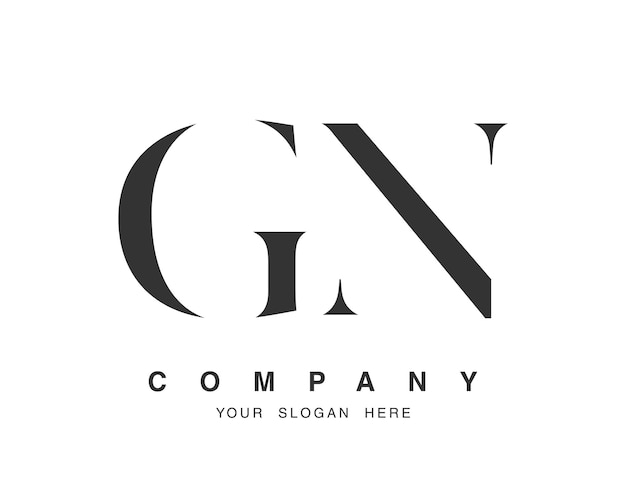 Diseño del logotipo GN Letra inicial g y n estilo de fuente serif Nombre de empresa clásico creativo tipografía Logotipo o identidad de moda