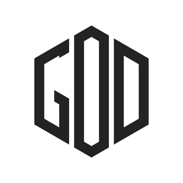 Diseño del logotipo de GOD Letra inicial GOD Monograma Logotipo con forma de hexágono