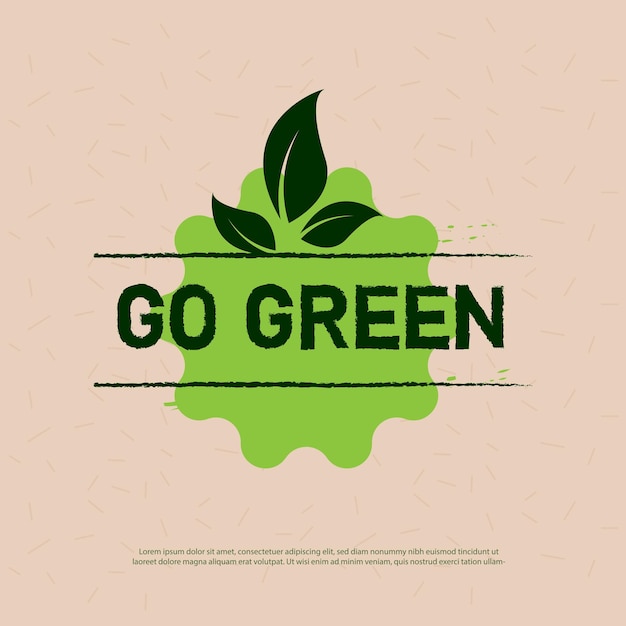 Vector diseño de logotipo gogreen con concepto de hojas verdes ecológicas naturales de salvar el mundo y ciudad ecológica