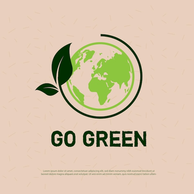 Diseño de logotipo gogreen con concepto de hojas verdes ecológicas naturales de salvar el mundo y ciudad ecológica