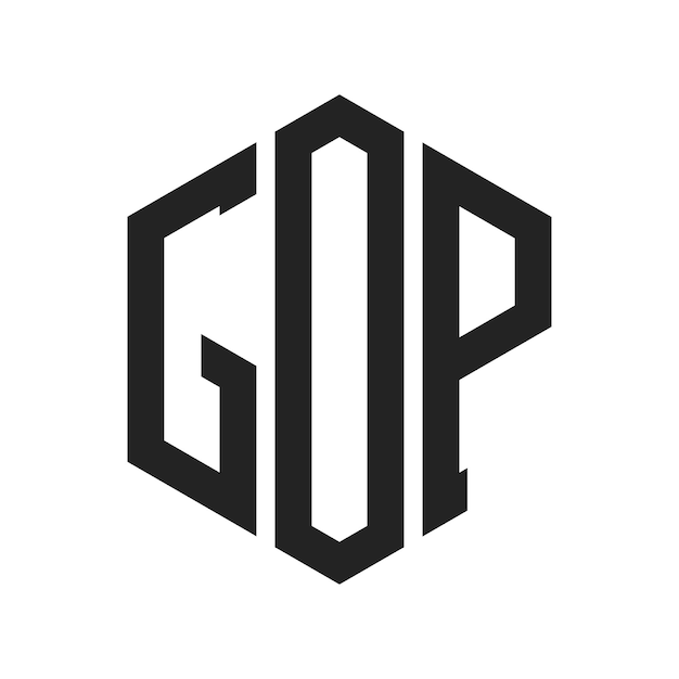 Diseño del logotipo GOP Letra inicial GOP Monograma Logotipo con forma de hexágono