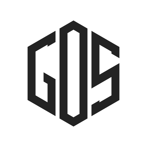 Diseño del logotipo GOS Letra inicial GOS Monograma Logotipo con forma de hexágono