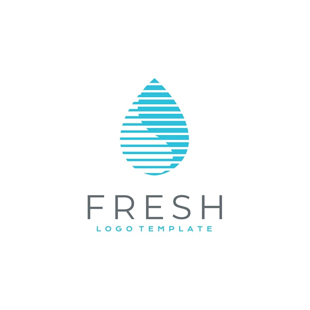 Diseño de logotipo de gota de lluvia de gota de rocío azul de gota de agua de humedad fresca de pureza simple
