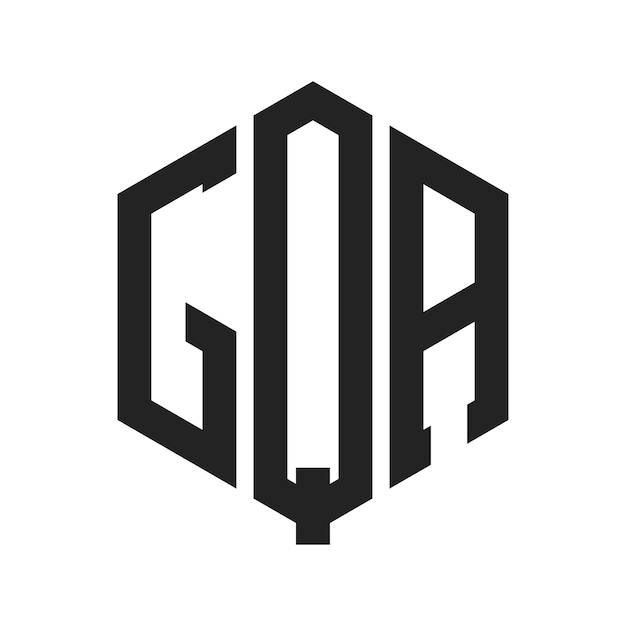 Diseño del logotipo de GQA Letra inicial GQA Monograma Logotipo con forma de hexágono