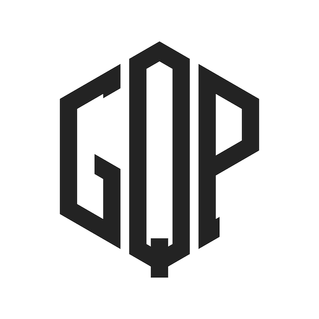 Diseño del logotipo de GQP Letra inicial Logotipo del monograma GQP con forma de hexágono