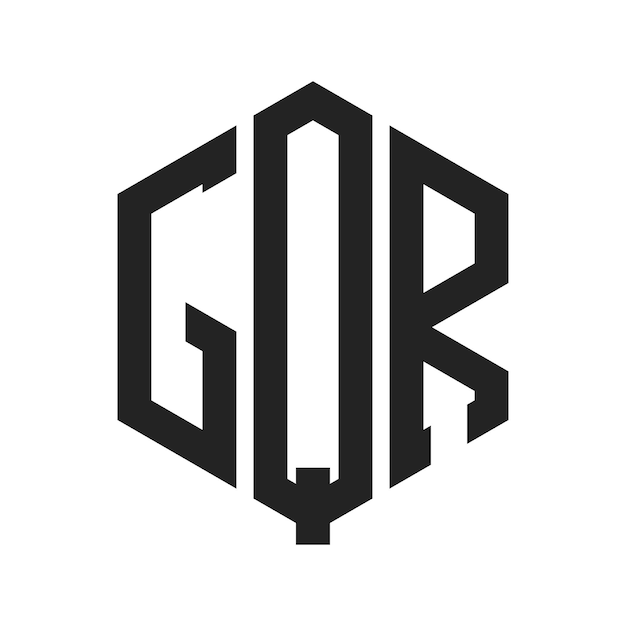 Diseño del logotipo de GQR Letra inicial GQR Monograma Logotipo con forma de hexágono