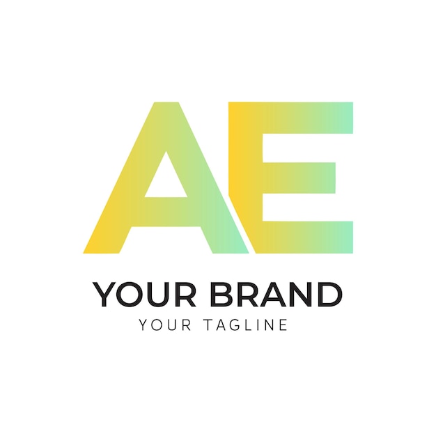 Diseño del logotipo con gradiente abstracto de la letra AE