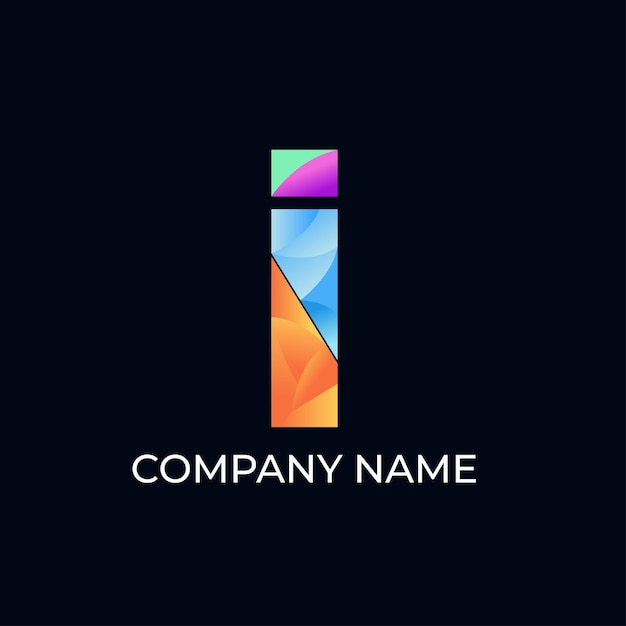 Diseño del logotipo de gradiente colorido del alfabeto i