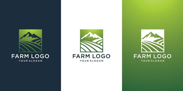 Diseño de logotipo gradiente de granja