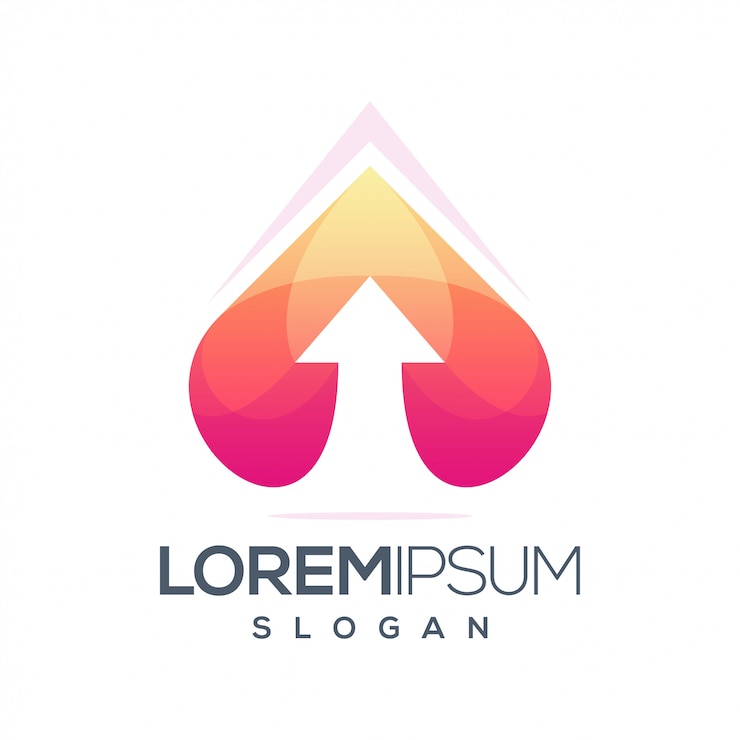 Vector diseño de logotipo de gradiente de inspiración de corazón y flecha