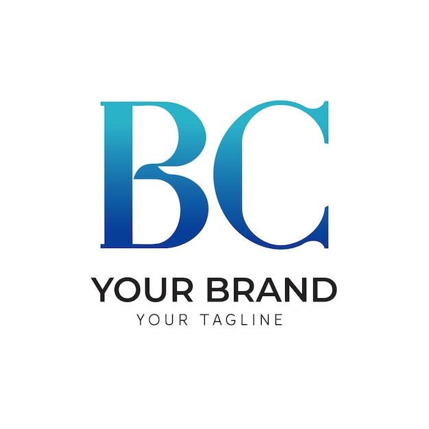 Diseño del logotipo con gradiente de letra BC