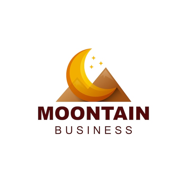 Vector diseño de logotipo de gradiente de montaña de luna