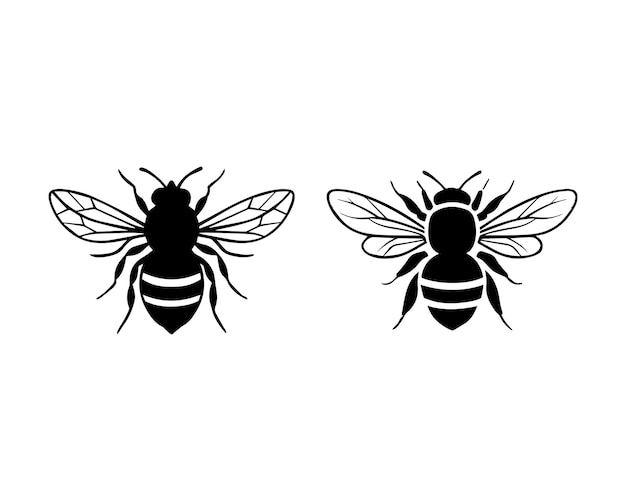 diseño de logotipo gráfico de abeja con icono vectorial de silueta