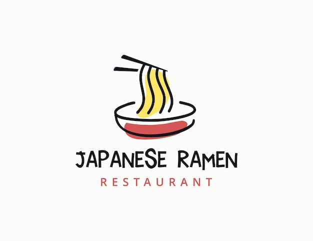 Diseño de logotipo gráfico de fideos ramen de comida japonesa