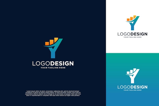 Diseño del logotipo del gráfico financiero de la letra Y Logotipo de las finanzas empresariales de contabilidad