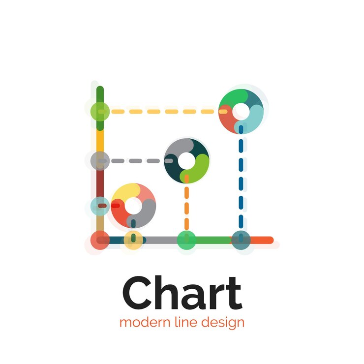 Vector diseño de logotipo de gráfico de línea delgada icono de gráfico estilo plano colorido moderno