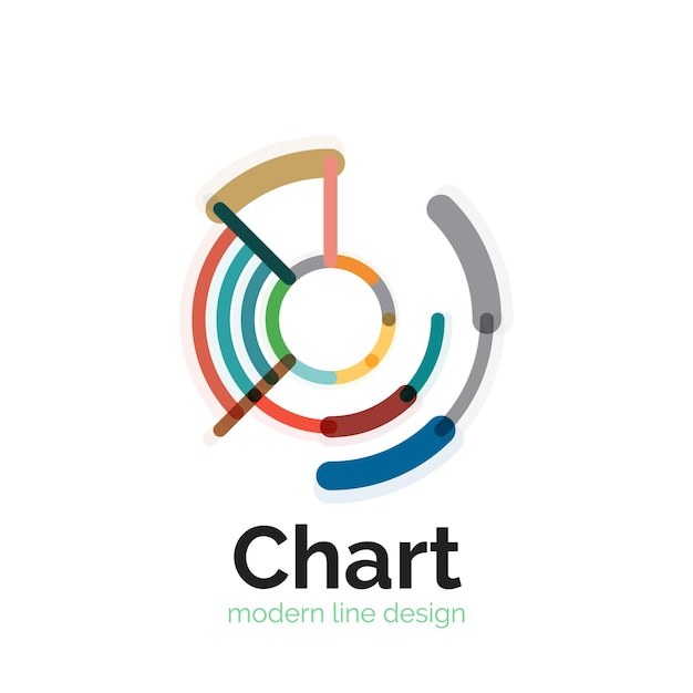 Diseño de logotipo de gráfico de línea delgada Icono de gráfico estilo plano colorido moderno