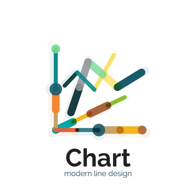 Diseño de logotipo de gráfico de línea delgada Icono de gráfico estilo plano colorido moderno