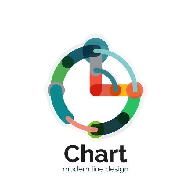 Diseño de logotipo de gráfico de línea delgada Icono de gráfico estilo plano colorido moderno