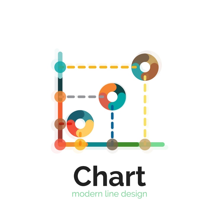 Vector diseño de logotipo de gráfico de línea delgada icono de gráfico estilo plano colorido moderno