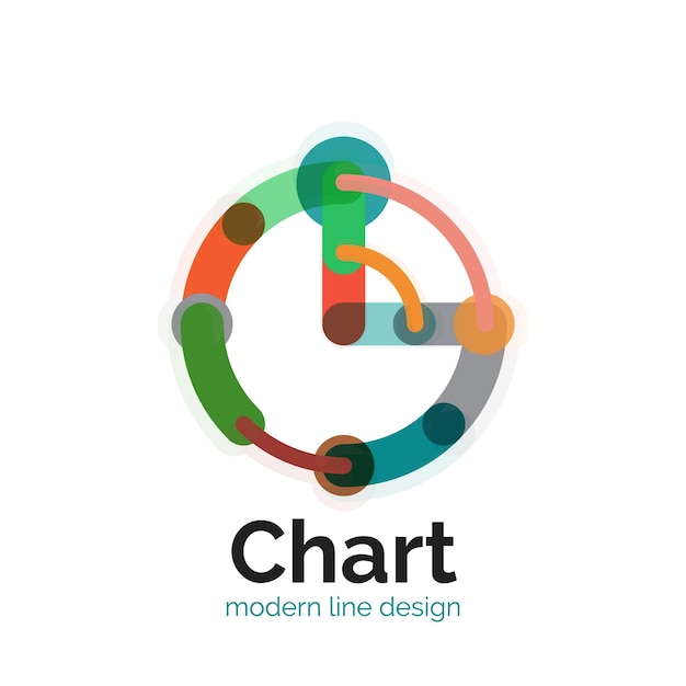 Diseño de logotipo de gráfico de línea delgada Icono de gráfico estilo plano colorido moderno