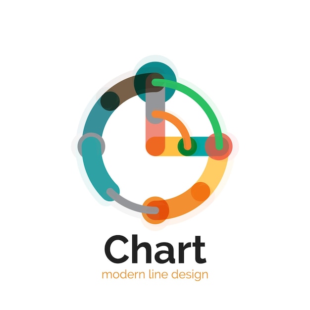 Diseño de logotipo de gráfico de línea delgada Icono de gráfico estilo plano colorido moderno