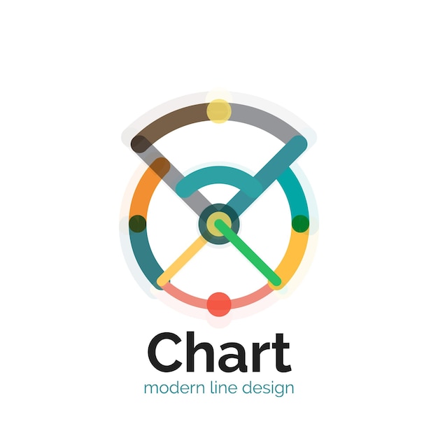 Diseño de logotipo de gráfico de línea delgada Icono de gráfico estilo plano colorido moderno