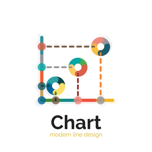 Diseño de logotipo de gráfico de línea delgada Icono de gráfico estilo plano colorido moderno