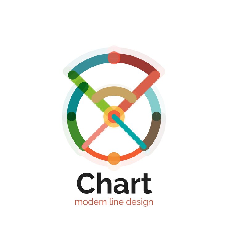 Vector diseño de logotipo de gráfico de línea delgada icono de gráfico estilo plano colorido moderno