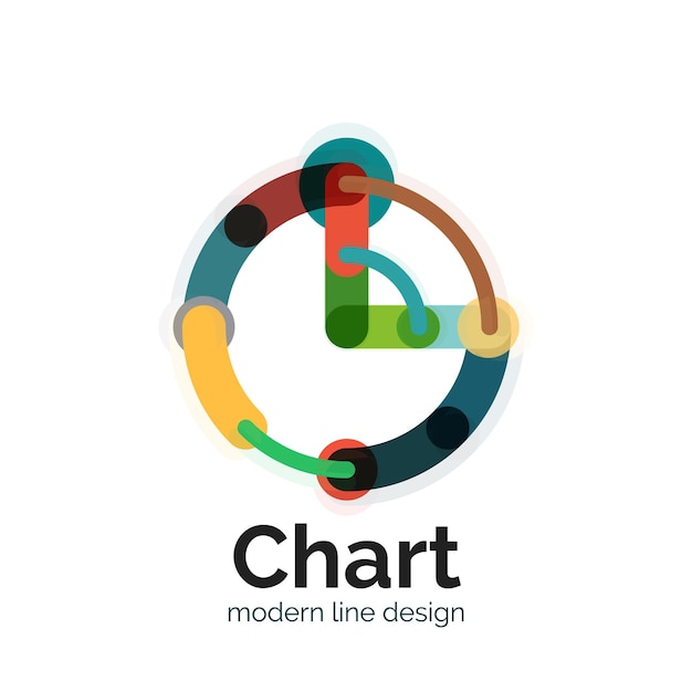 Diseño de logotipo de gráfico de línea delgada Icono de gráfico estilo plano colorido moderno