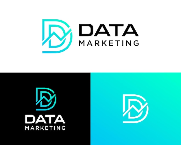 Diseño del logotipo gráfico de marketing con la letra D monograma