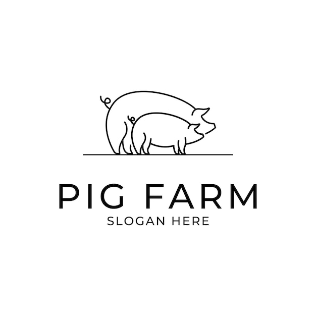 diseño de logotipo de la granja de cerdos concepto idea estilo de línea vectorial
