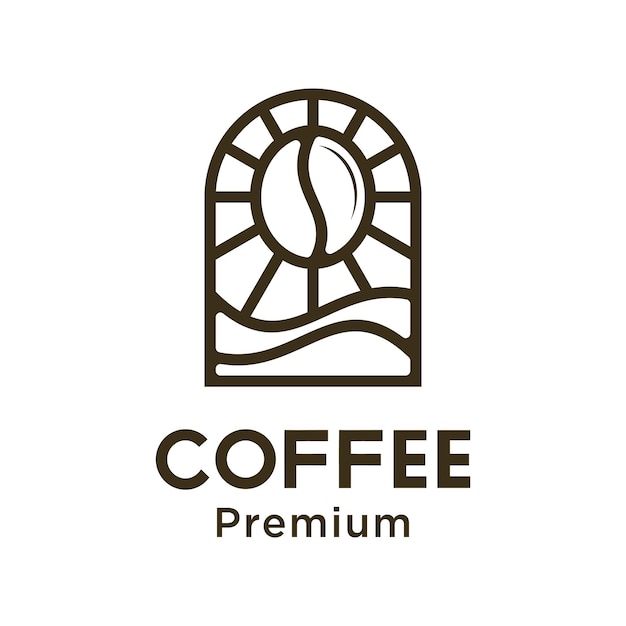 Diseño del logotipo del grano de café con la insignia de la colina