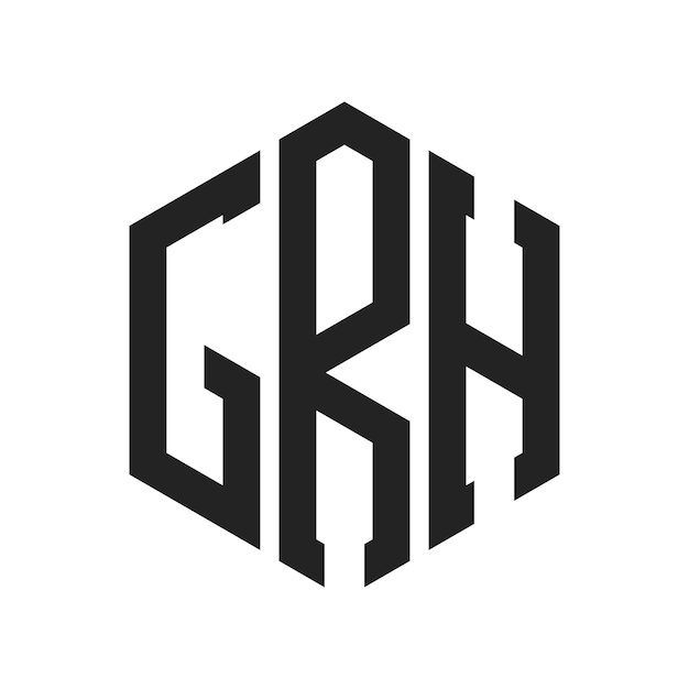 Diseño del logotipo de GRH Letra inicial GRH Monograma Logotipo con forma de hexágono