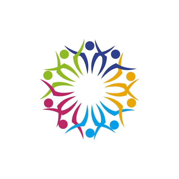 Diseño de logotipo de grupo de unidad y diversidad.