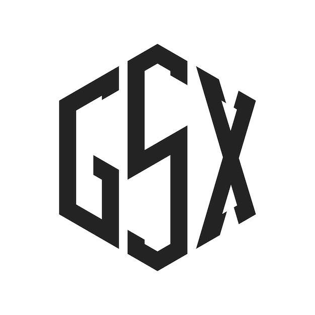 Diseño del logotipo GSX Letra inicial GSX Monograma Logotipo con forma de hexágono