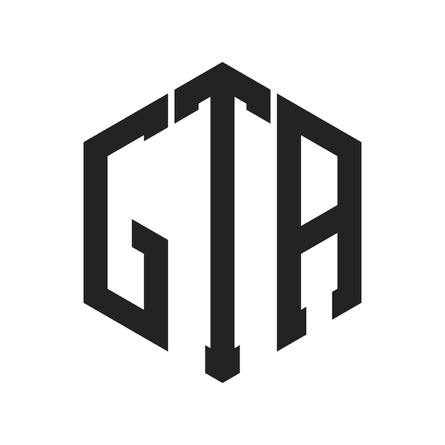 Diseño del logotipo de GTA Letra inicial GTA Monograma Logotipo con forma de hexágono