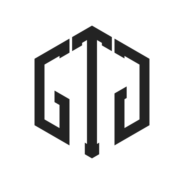 Diseño del logotipo GTJ Letra inicial GTJ Monograma Logotipo con forma de hexágono