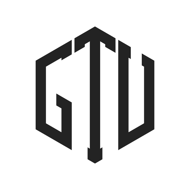 Diseño del logotipo de GTU Letra inicial Logotipo del monograma de GTU con forma de hexágono