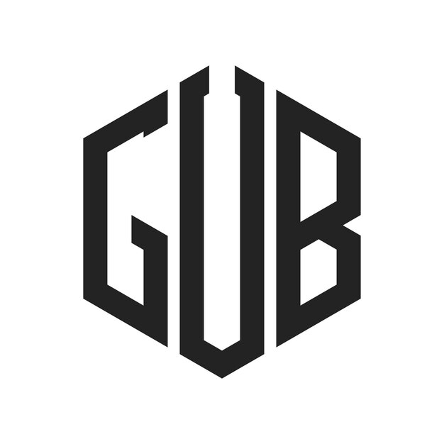 Diseño del logotipo GUB Letra inicial GUB Monograma Logotipo con forma de hexágono