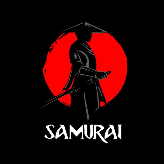 Diseño de logotipo de guerrero samurai