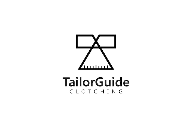 Diseño del logotipo de la guía de sastre estilo de moda vestimenta textil icono símbolo