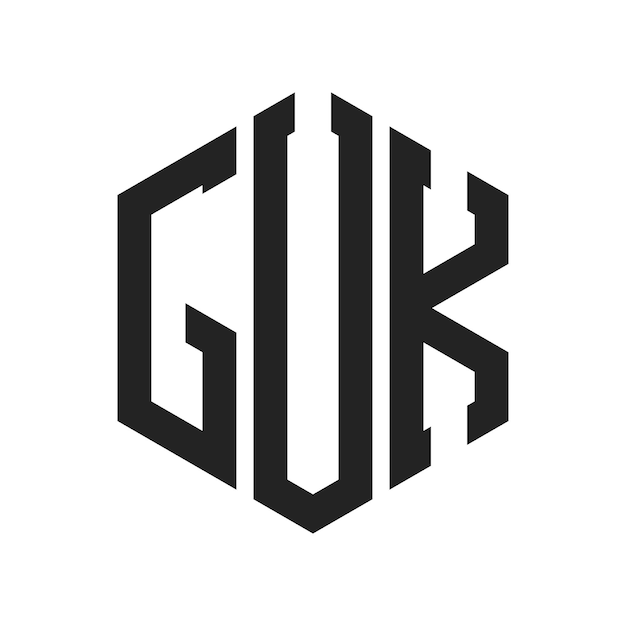 Diseño del logotipo GUK Letra inicial GUK Monograma Logotipo con forma de hexágono