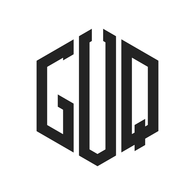 Diseño del logotipo de GUQ Letra inicial GUQ Monograma Logotipo con forma de hexágono